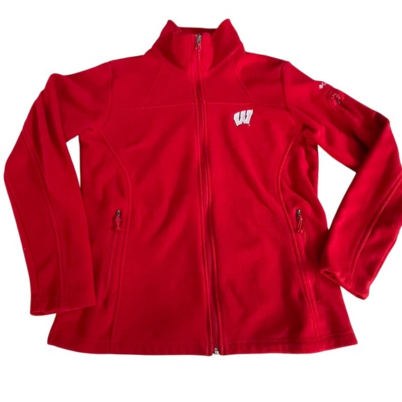 Columbia Jackets & Blazers - Columbia Wisconsin Badgers Red Fleece Full Zip Jacket Women's L